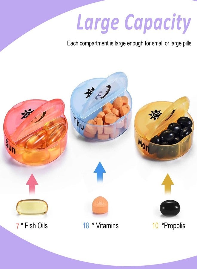 ZIBUYU® Medicine Organizer Box, Rainbow Color Plastic Dual Compartment Pill Box, Weekly Day & Night Medicine Box for Travel for Pills, Tablets, Supplyments - Image 3